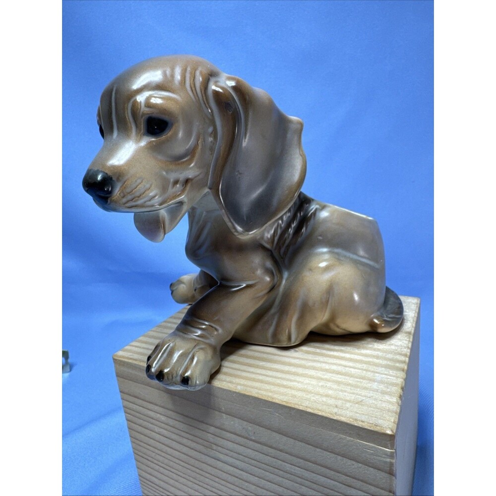 Vintage National Potteries Small Brown Dog Planter 4.5" x 5" x 4" Cocker Spaniel